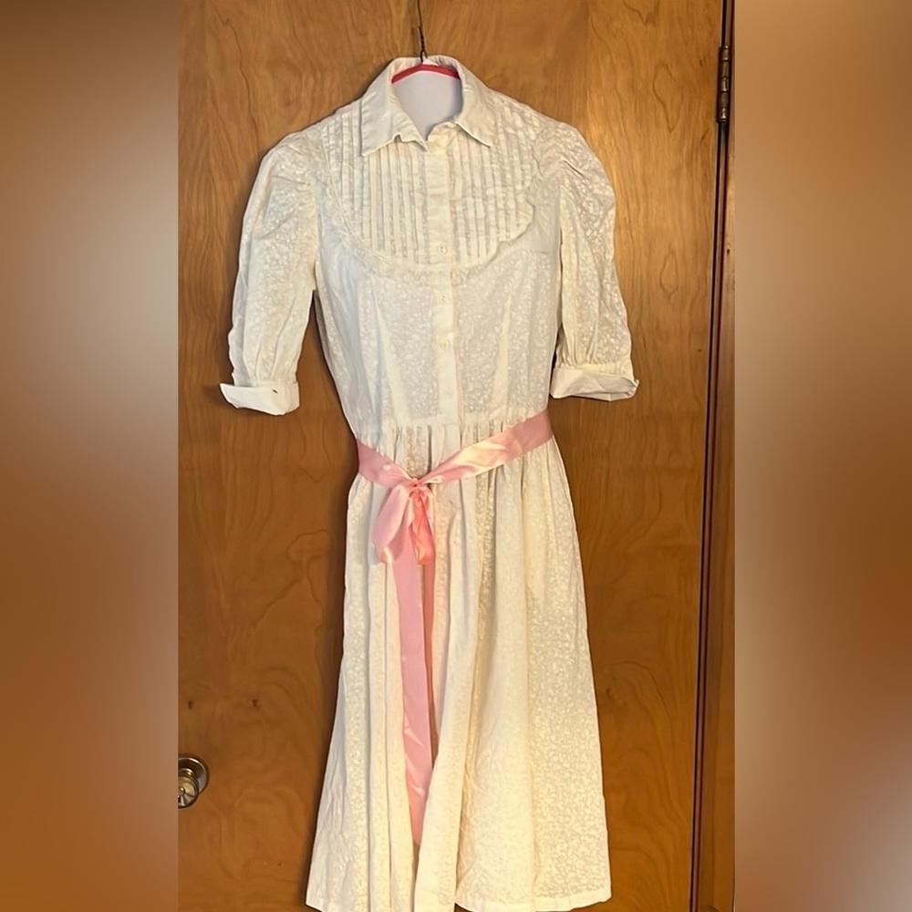 Awesome 80's Vintage White Dolman Sleeve Midi Dress home sewn